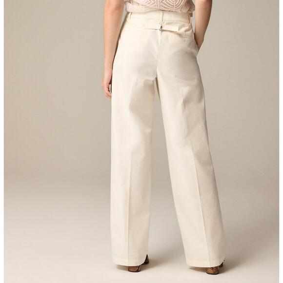 J.Crew Full Length Wide Leg Trouser Cotton Linen Blend Ivory Relaxed US 6 NWT - Picture 3 of 15